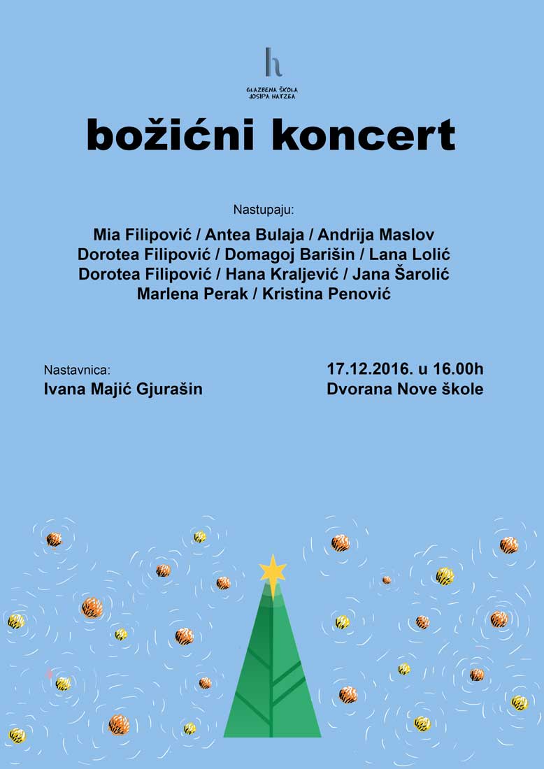 Plakat za božićni koncert prof. Ivane Majić Gjurašin