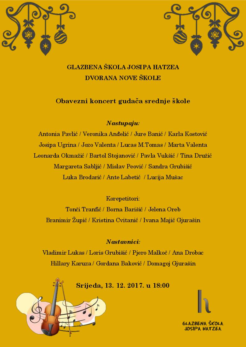 Obavezni koncert gudača srednje škole