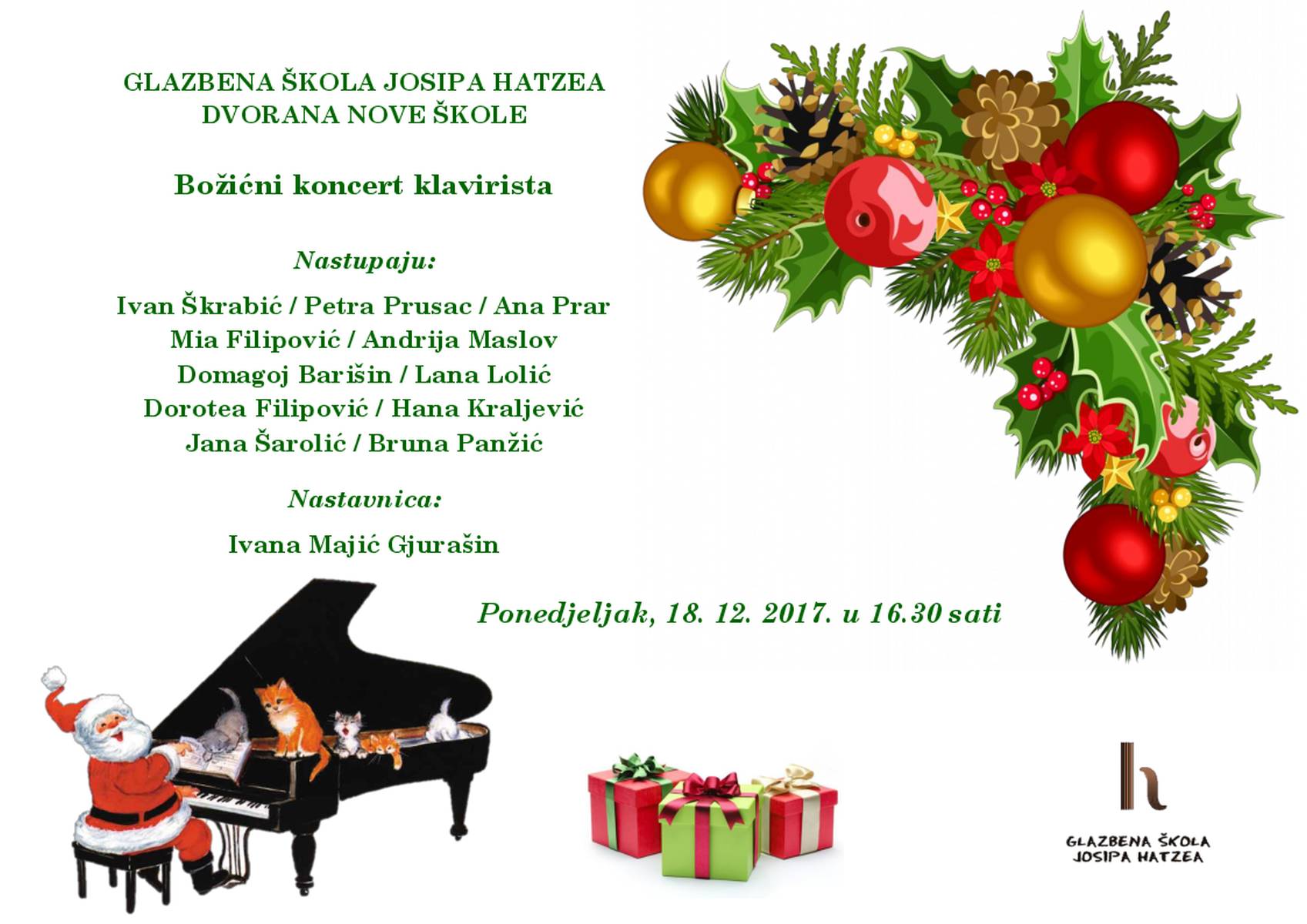 Božićni koncert klavirista